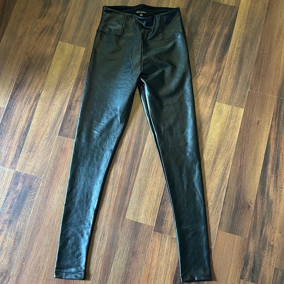 Shinestar Faux Vegan Leather Full Length Leggings Black Size XS - Picture 5 of 13
